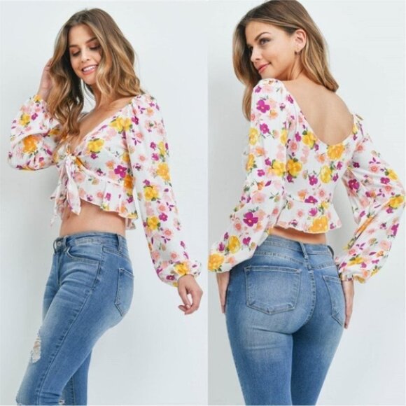 Romance is in the Air Floral Crop Top - Picture 2 of 7